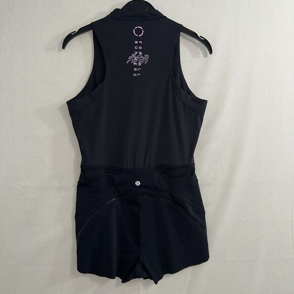 $138 Lululemon Nulux Zip-Up Track Bodysuit 3" Size 8 Black Run Train Triathlon - Picture 1 of 12